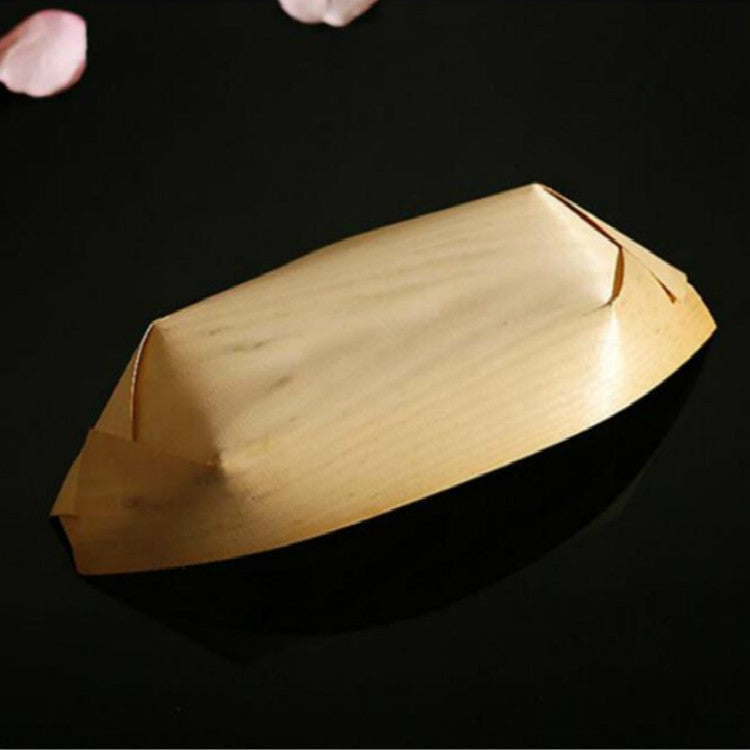 50 PCS / Set 19x10x2.5 cm Disposable Wooden Kayak Meal Box Pastry Box Dessert Box