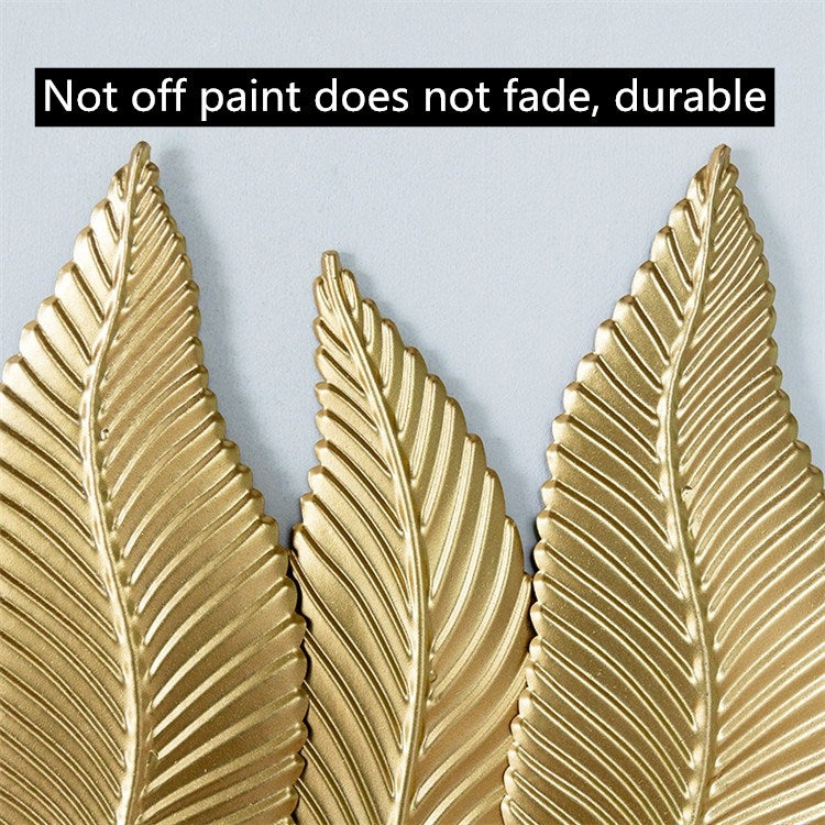 Living Room Creative Golden Leaf Hook Porch Hanging Wall Decoration Mural Pendant, Style:5 Rows