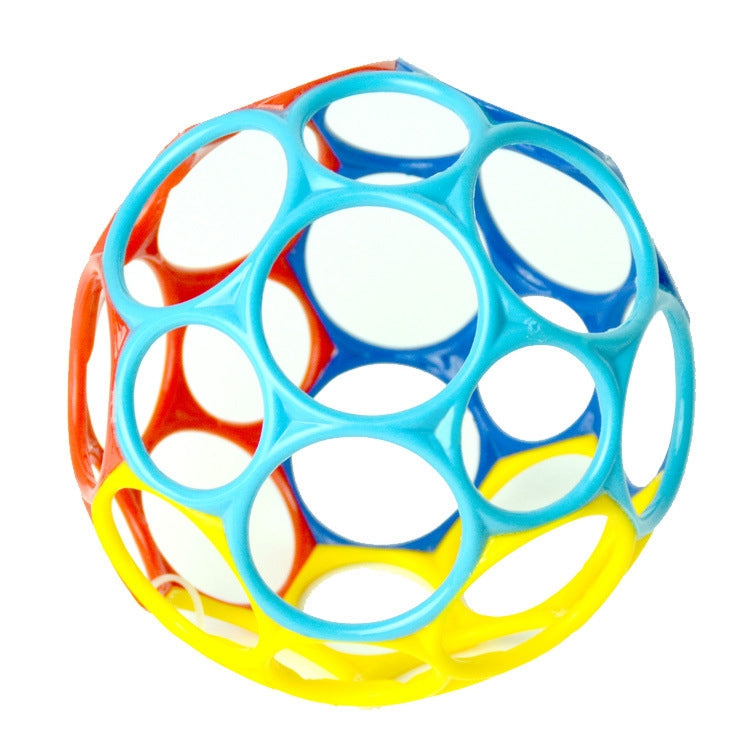 Large Rattles Develop Baby Intelligence Grasping Gums Wave Ball Hand Bell Fun Bite Catch Hole Kids Toys, Random Color(Opo Ball 50g)