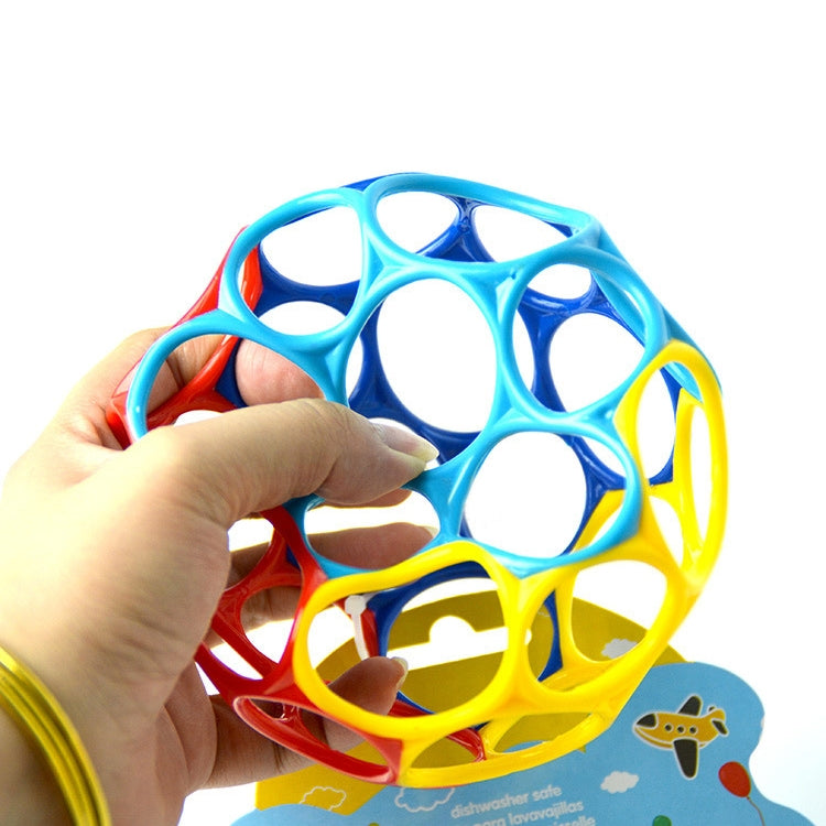 Large Rattles Develop Baby Intelligence Grasping Gums Wave Ball Hand Bell Fun Bite Catch Hole Kids Toys, Random Color(Opo Ball 50g)