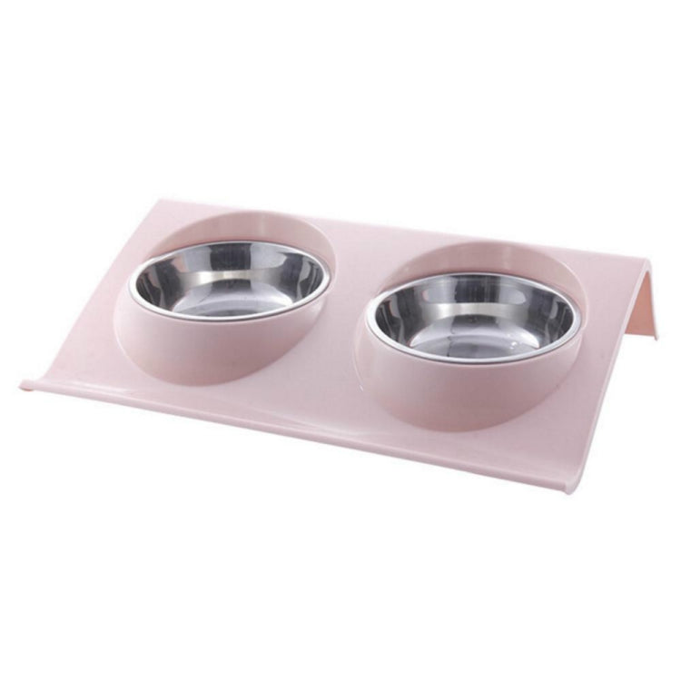 Stainless Steel Pet Bowl Slope Plastic Anti-skid Anti-splash Food Feeder, Size:L