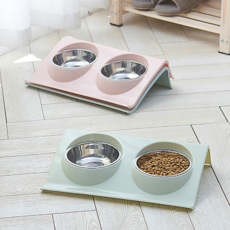 Stainless Steel Pet Bowl Slope Plastic Anti-skid Anti-splash Food Feeder, Size:L