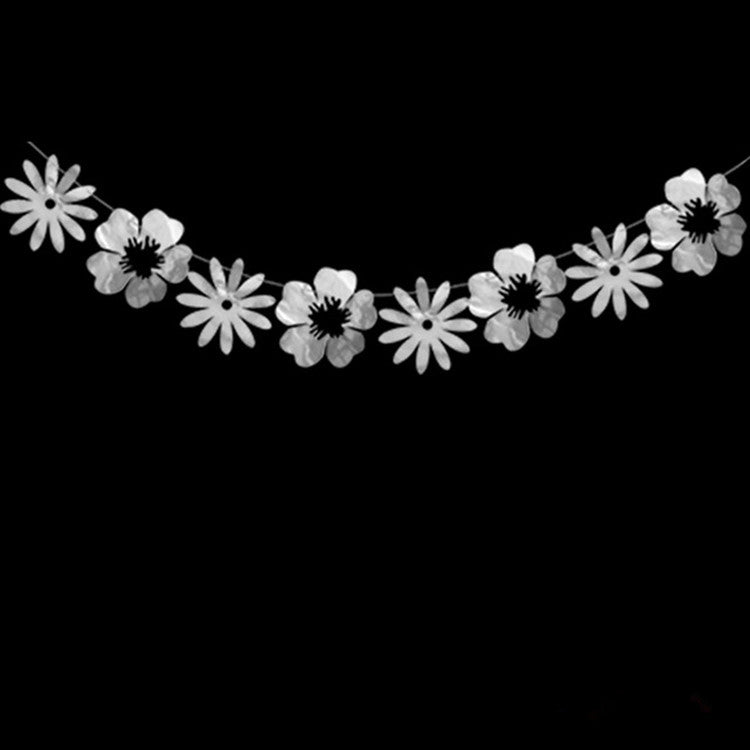 Hollow Flowers Leaves Wall Applique String Decoration Wedding Birthday Party Holiday Decoration, Style:Section B Solid Flower