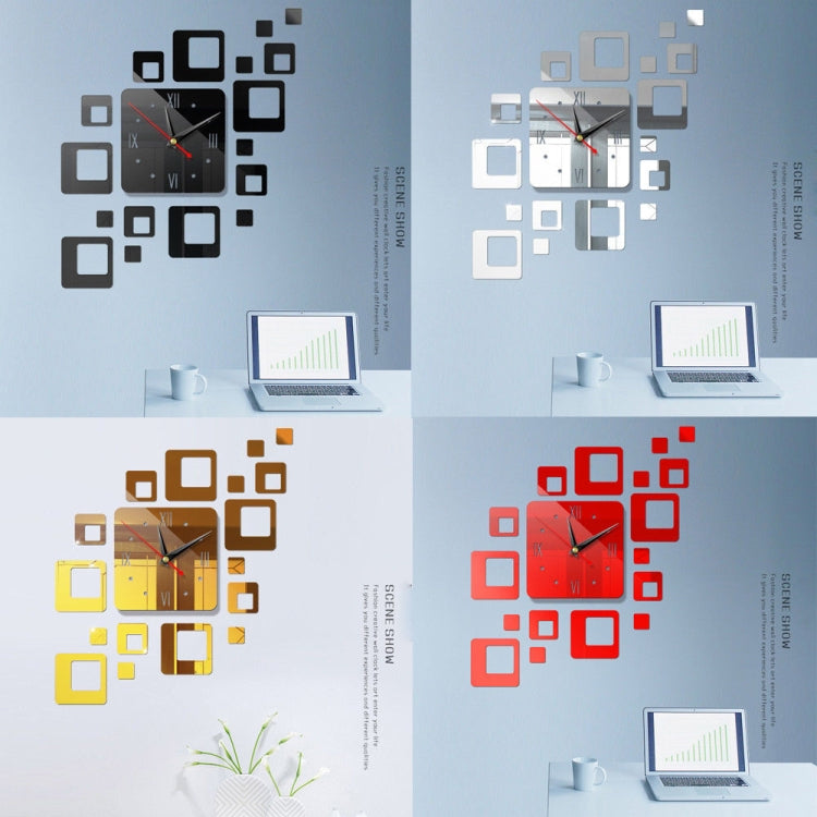 Home Mirror Surface Sticker Home Office Decorative Mirrors 3D Stereo Clock Acrylic Mirror Clock Block Combination Clock