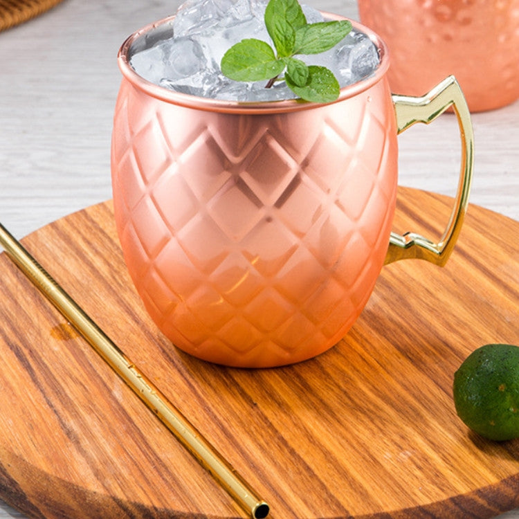 2 PCS Copper Plating Stainless Steel Mug Cocktail Glass Beer Mug Stainless Steel, Style:Netting