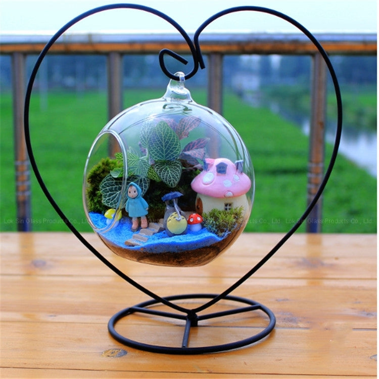 Heart-shaped Flower Stand Iron Frame Micro Landscape Ecological Bottle Shelf