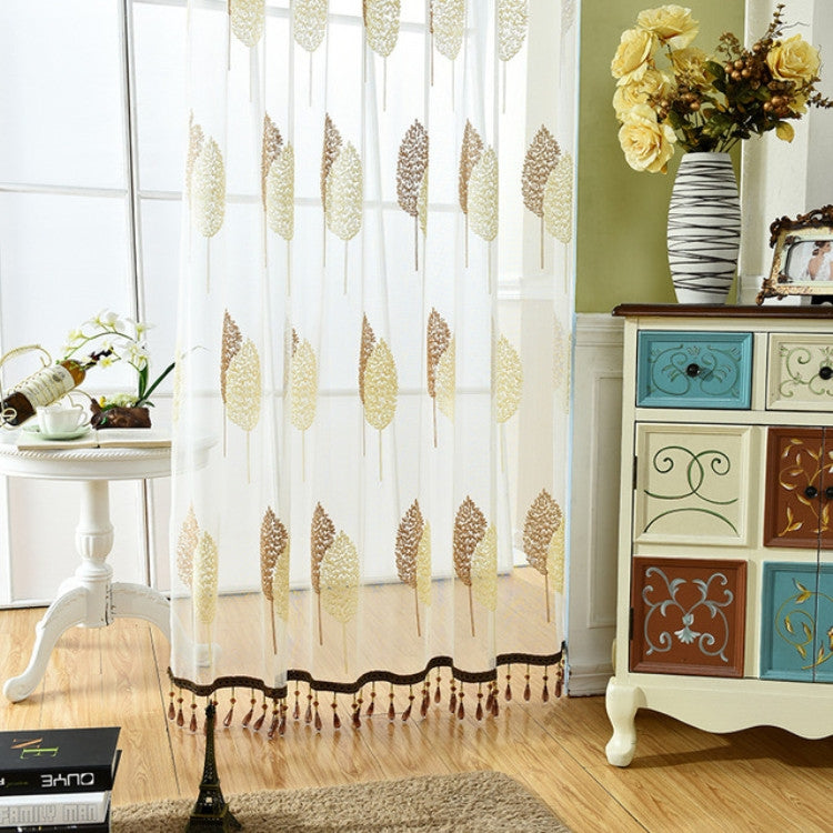 Embroidered Tulle Window Curtains for Living Room Bedroom Kitchen Window Drapes