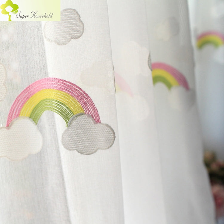 Rainbow Clouds Embroidered Tulle Children Curtains for Kids Bedroom Window Treatments Kitchen Curtains for Living Room, Size:4Mx2.7M / Piece Hook Type