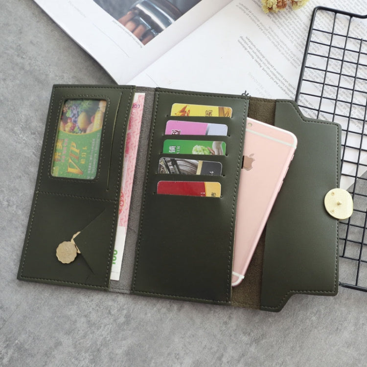 Women Splicing Long Wallet Ring Snap Multi-function Coin Purse