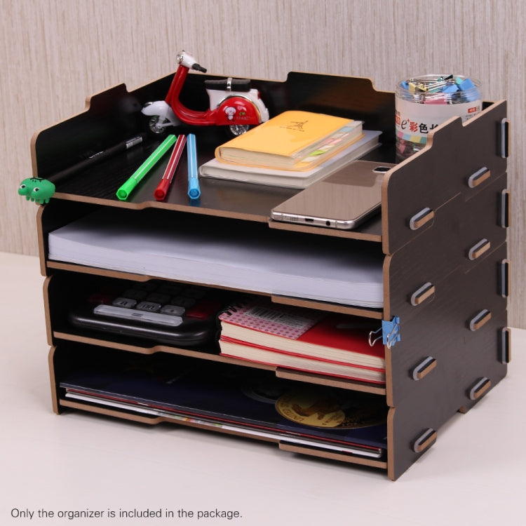 Wood Desk Book File Organizer Creative Document Holder Letter Tray 4 Layers Multi-layer Storage Box Rack for Office School Home