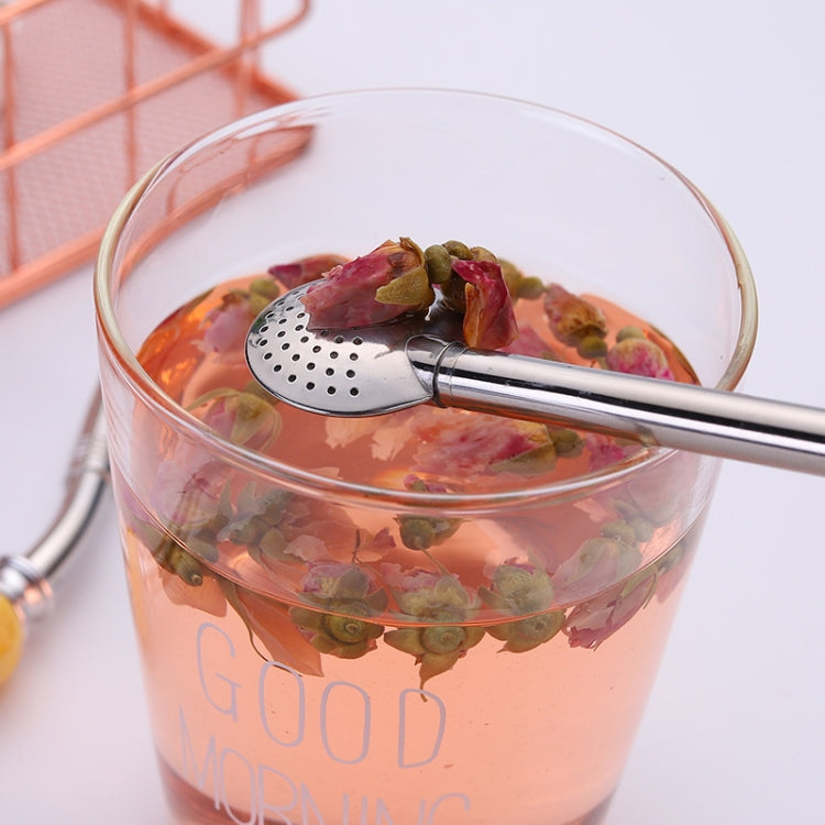 Washable Stainless Steel Straw Spoon Filter Slip Tea Tableware