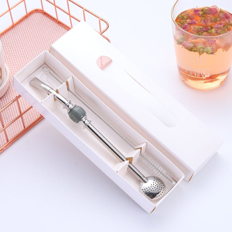 Washable Stainless Steel Straw Spoon Filter Slip Tea Tableware