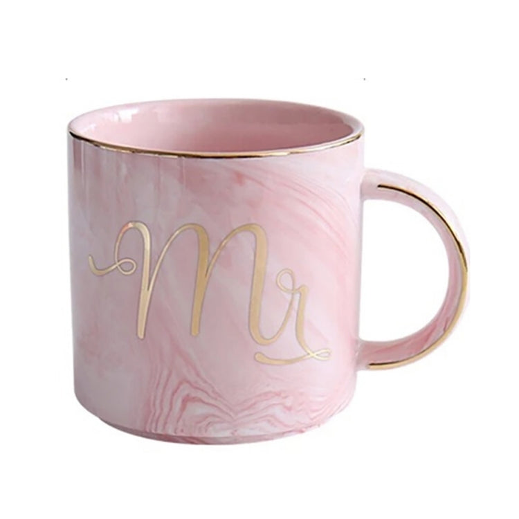 Marble Letter Ceramic Home Couple Coffee Cup, Style:Mr Pink