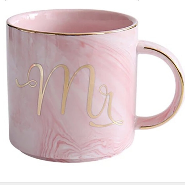 Marble Letter Ceramic Home Couple Coffee Cup, Style:Mr Pink