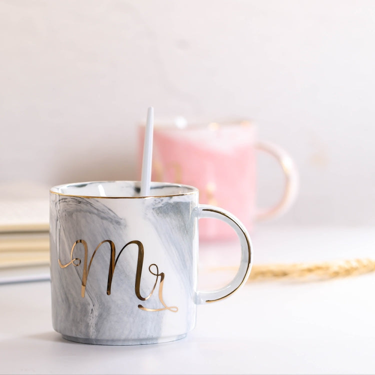 Marble Letter Ceramic Home Couple Coffee Cup, Style:Miss Pink