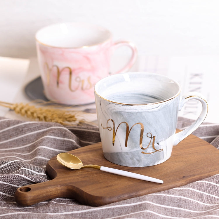 Marble Letter Ceramic Home Couple Coffee Cup, Style:Miss Grey
