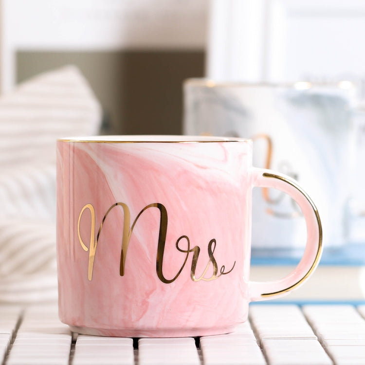 Marble Letter Ceramic Home Couple Coffee Cup, Style:Miss Grey