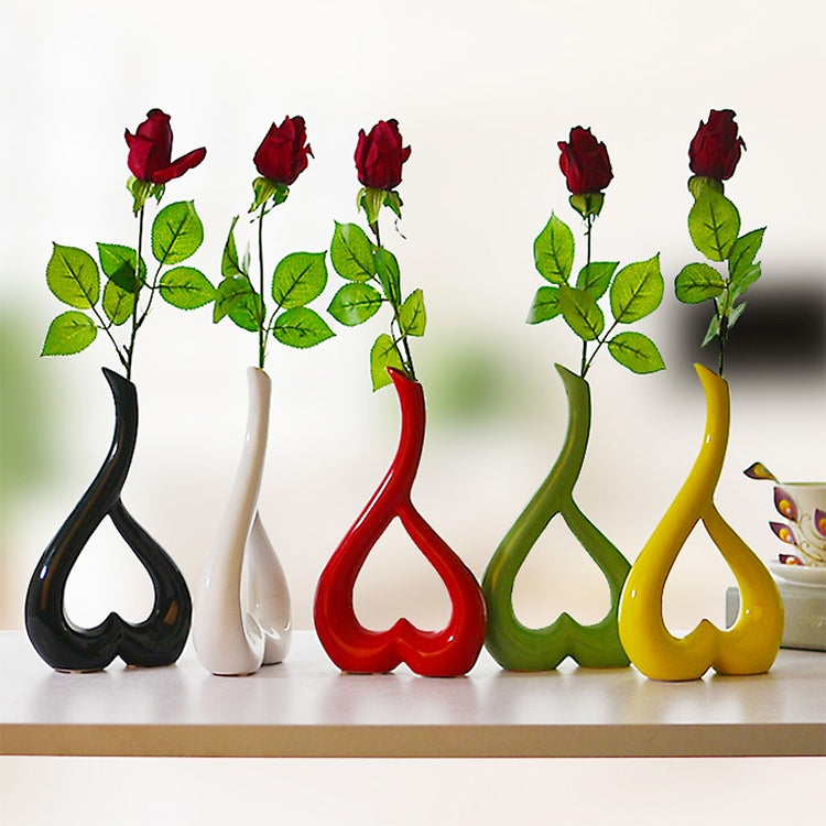 Heart Shape Creative Ceramic Flower Vase Home Decor Wedding Festival Office Desktop Decoration