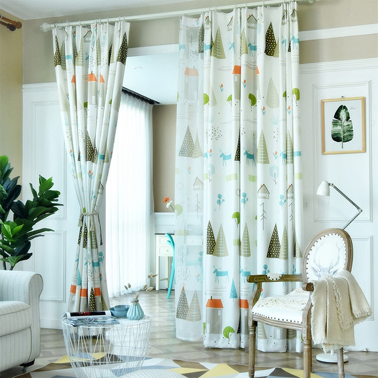 Simple Modern Plant Imitation Linen Personality Curtains Living Room Bedroom Children's Room Curtains, Size:W3.0H2.7, Model:Hook Type