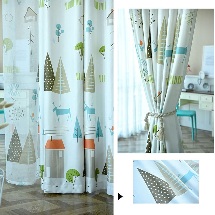 Simple Modern Plant Imitation Linen Personality Curtains Living Room Bedroom Children's Room Curtains, Size:W3.0H2.7, Model:Hook Type