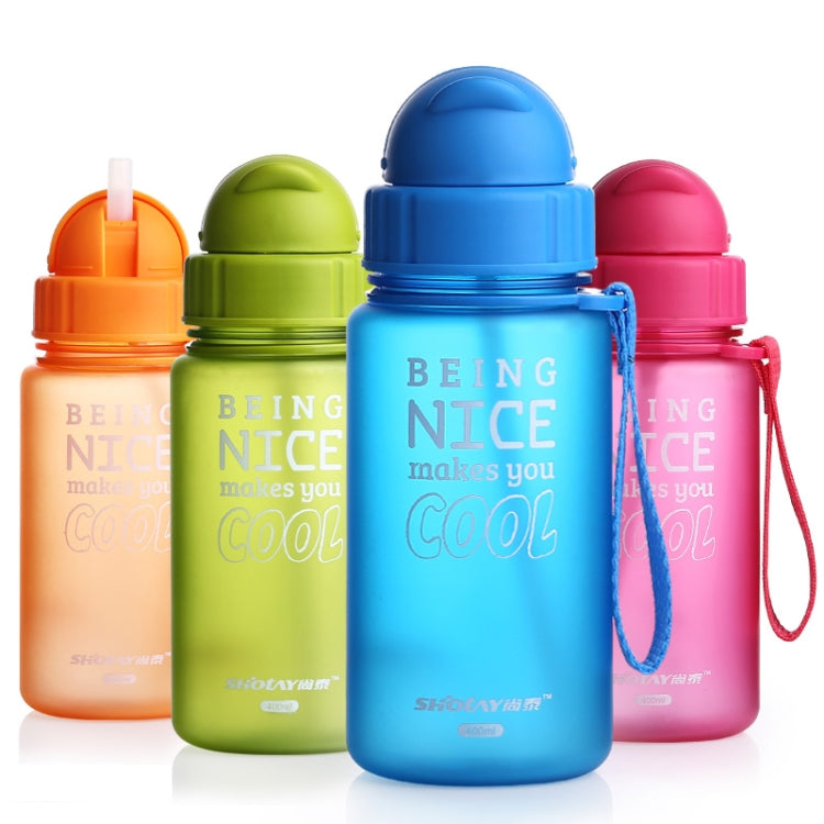 400ml Baby Bottle Portable Rope Spill Proof Children Cup Plastic Bottle For Kids Drinking Water with Straw