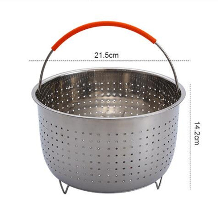 Stainless Steel Steaming Basket Plug-in Silicone Handle Pressure Cooker Steamer Kitchen Cooker Accessories, Typle:6 Quarts