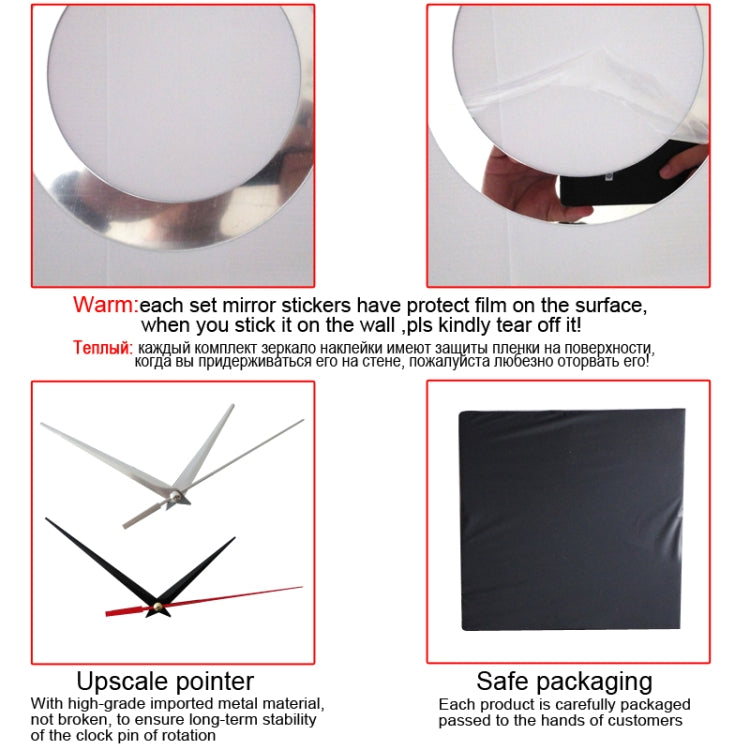 2 PCS 3D Stereo Decorative Clock Acrylic Digital Mirror Wall Sticker Wall Clock