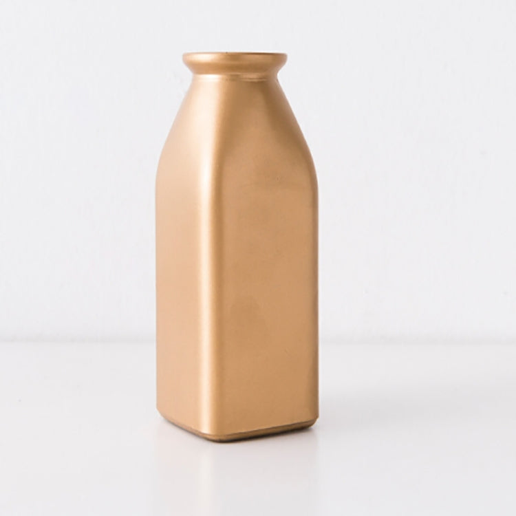 Electroplated Gold Glass Dried Flower Bottle Bar Restaurant Home Decoration, Shape:Square Vase