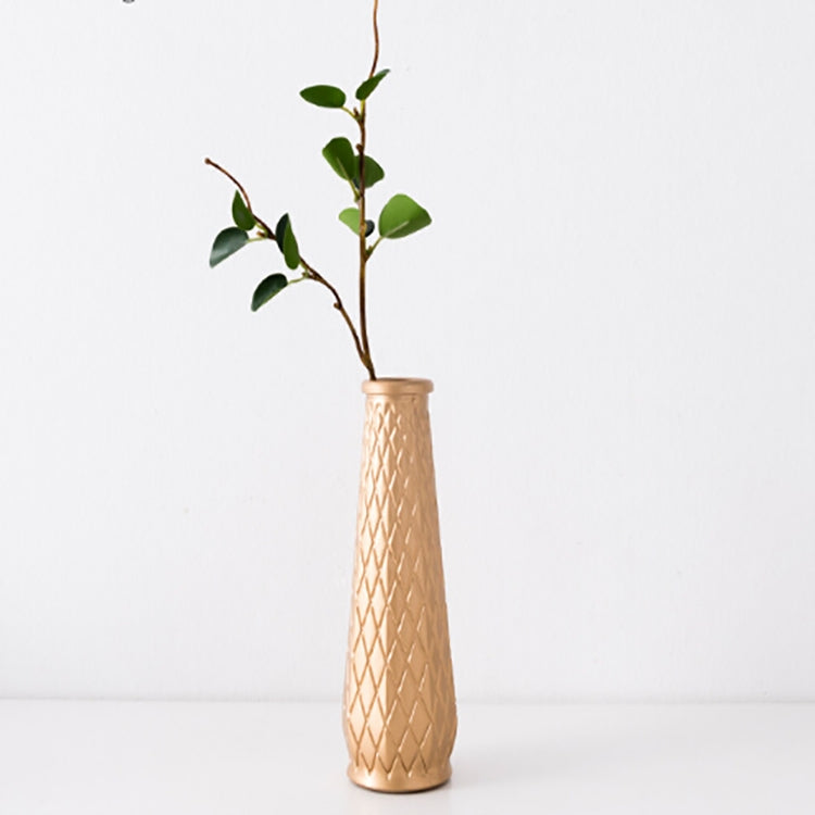 Electroplated Gold Glass Dried Flower Bottle Bar Restaurant Home Decoration, Shape:Diamond Vase + Imitation Galleria