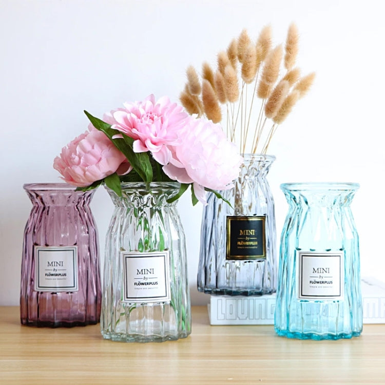 Contracted Transparent Glass Vase Origami Flower Arranging Plants Household Desktop Furnishing Articles, Size:Small