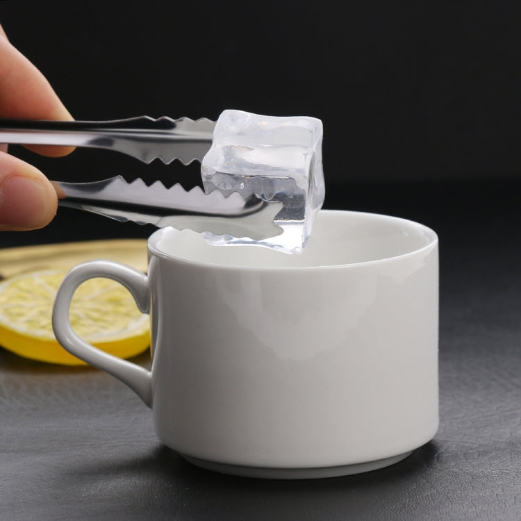 2 PCS Stainless Steel Light Body Small Sugar Clip Cube Sugar Clip Thickened Ice Clip, Specification:6 Inches Black Handle