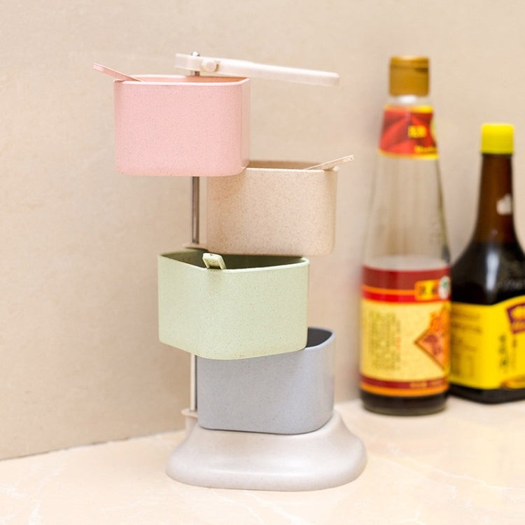 Wheat Straw Jar Seasonings Containers Flavor Condiments Storage Box Kitchen Accessories Storage Box with Holder Rack