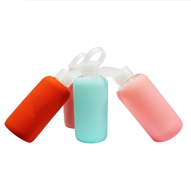 Glass Water Bottle Glass Women Water Bottles with Protective Silicon Case, Random Color Delivery