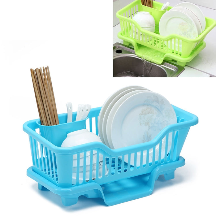 Kitchen Sink Dish Multi-function Drainer Drying Rack Kitchen Washing Holder Basket Organizer Blue, Size:L, Style:Front Drainage