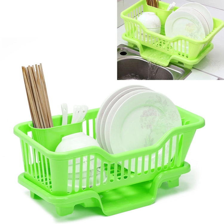 Kitchen Sink Dish Multi-function Drainer Drying Rack Kitchen Washing Holder Basket Organizer Green, Size:L, Style:Front Drainage