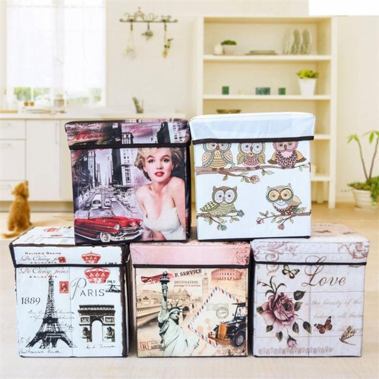 Multi-function Non-woven Square Retro Folding Storage Organizer Kids Book storage box(Tower Rose)