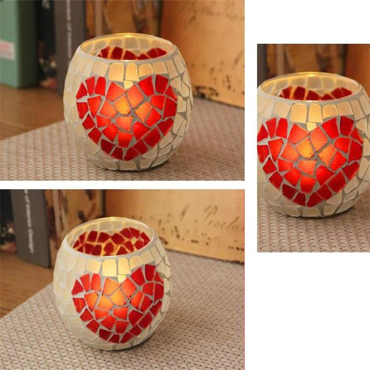 Mosaic Glass Candlestick Retro Ornaments Gift Bar Candle Cup Home Accessories