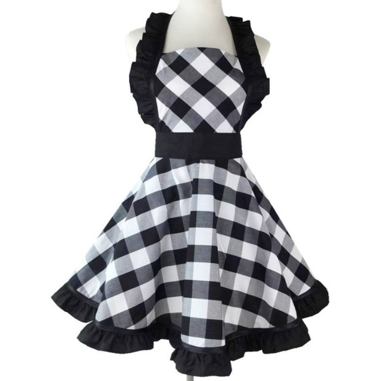 Retro Cotton Big Plaid Big Swing Apron