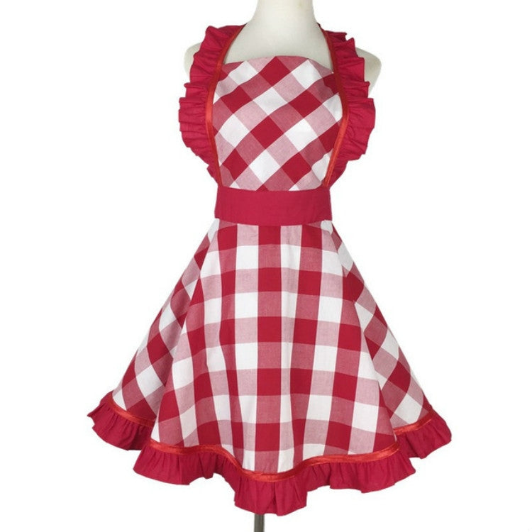 Retro Cotton Big Plaid Big Swing Apron