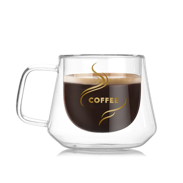 Double Wall Mug Office Mugs Heat Insulation Double Coffee Mug Coffee Glass Cup, Style:Labeled