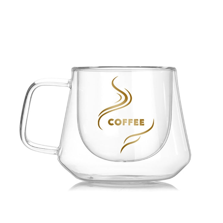 Double Wall Mug Office Mugs Heat Insulation Double Coffee Mug Coffee Glass Cup, Style:Labeled