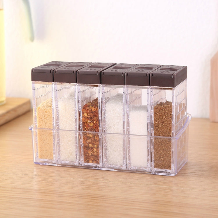 6 PCS Spice Seasoning Box PP Salt Pepper Jars Box Kitchen Spice Storage Bottles