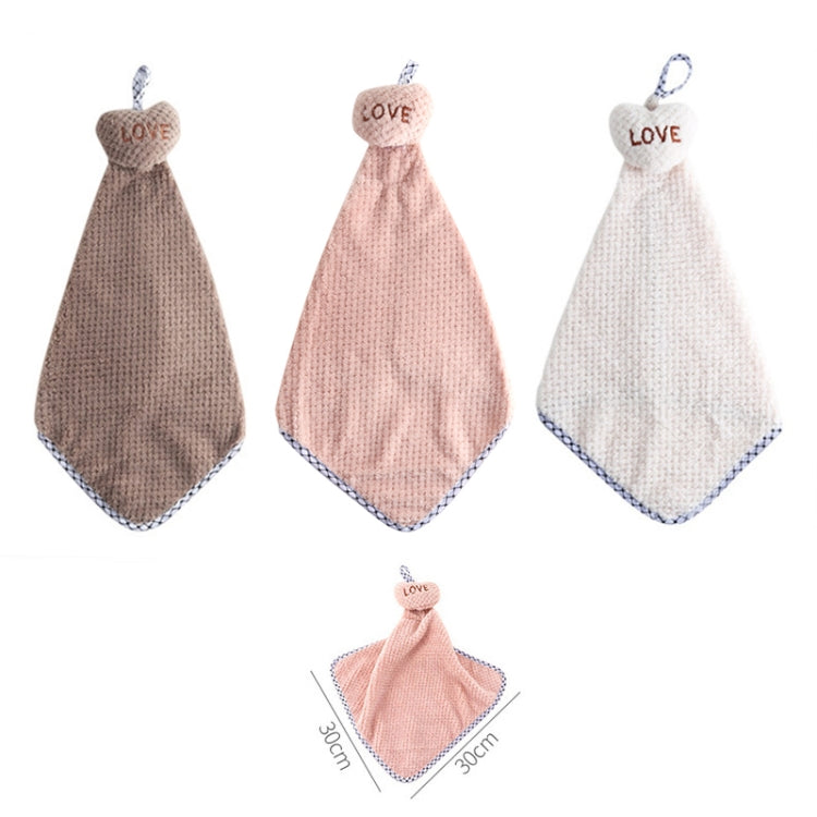 Heart Shape Thickened Kitchen Hanging Water Tower Hand Towel Kitchen Tool(Light Coffee)