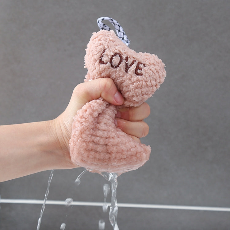 Heart Shape Thickened Kitchen Hanging Water Tower Hand Towel Kitchen Tool(Light Coffee)