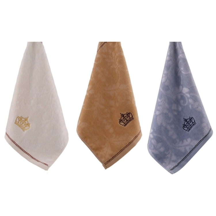 Cotton Soft Hand Face Towel Square Towel Absorbent Crown Embroidery Towel(Light Yellow)