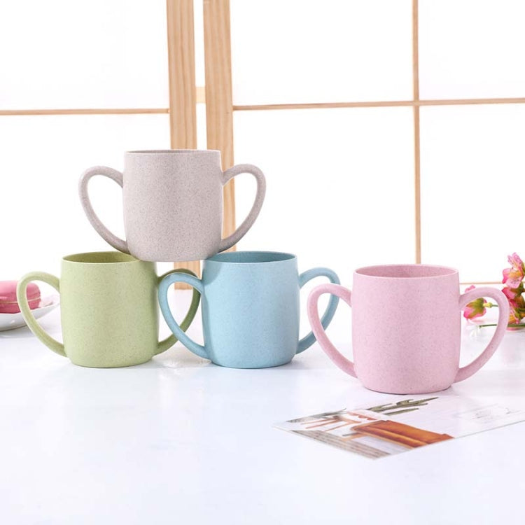 2 PCS Wheat Straw Double Ear Mug Healthy Mouth Cup