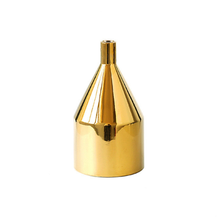 Gold Plated Vase Ceramic Flower Vase Water Planting Container Desktop Decorative Vase, Shape:Cone