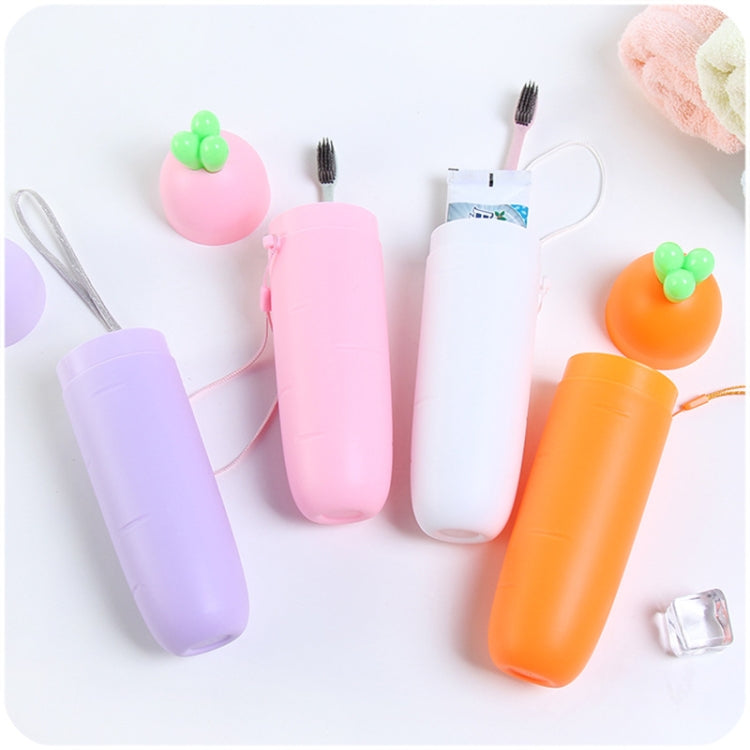 Portable Toothbrush Cup Brush Radish Outdoor Wash Travel Tooth Box with Cover Cap(White)