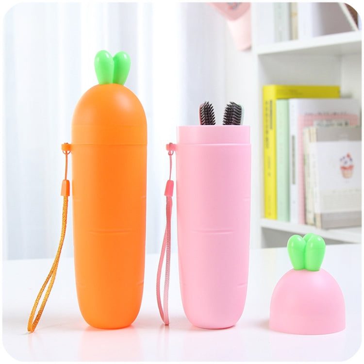 Portable Toothbrush Cup Brush Radish Outdoor Wash Travel Tooth Box with Cover Cap(White)