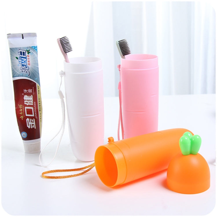 Portable Toothbrush Cup Brush Radish Outdoor Wash Travel Tooth Box with Cover Cap(White)